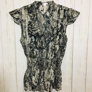 Women's Snake Pattern Ruffled Blouse A4